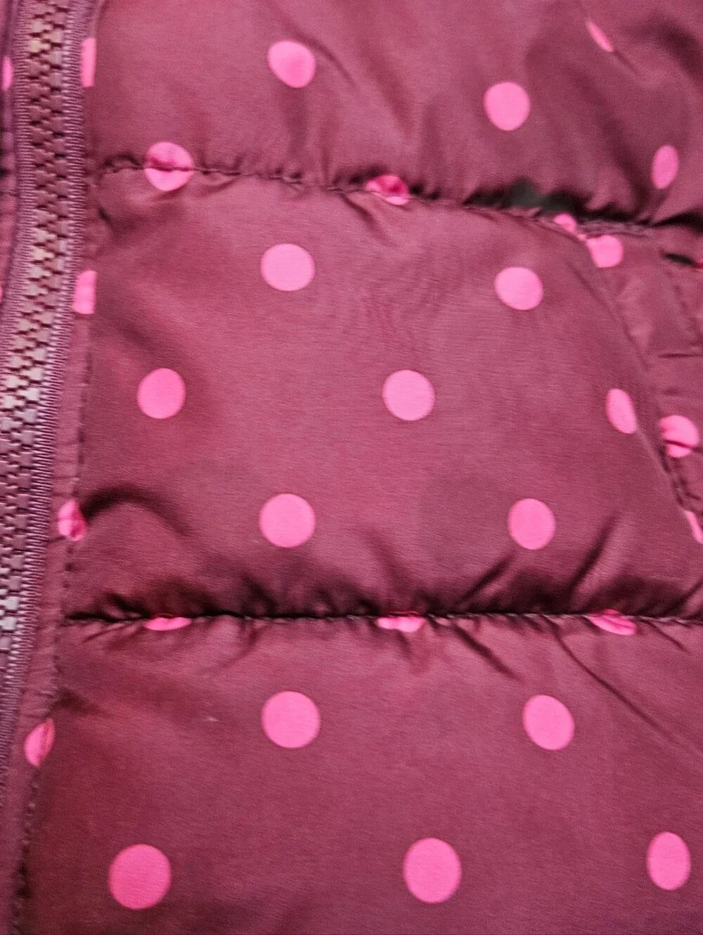 Old Navy Girls 4T Burgundy Pink Polka Dot Hooded Puffer Jacket